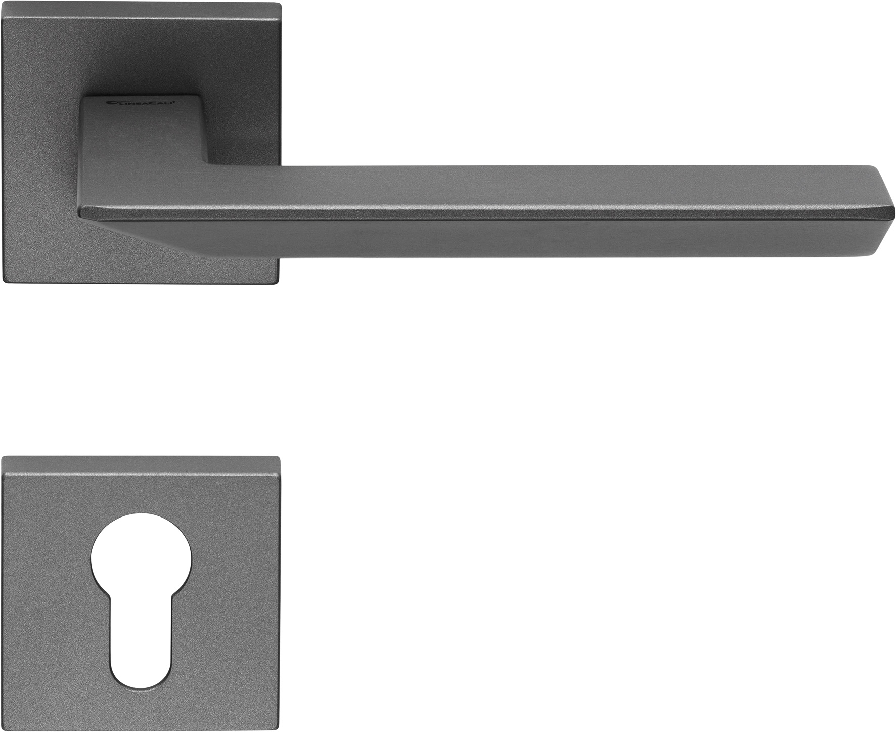 2 manilla roseta cuadrada, de llave, gris antracita, puerta de entrada.