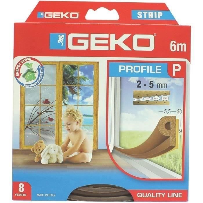 Geko junta adhesiva perfil p en caucho epdm - 9mmx6m - marrón