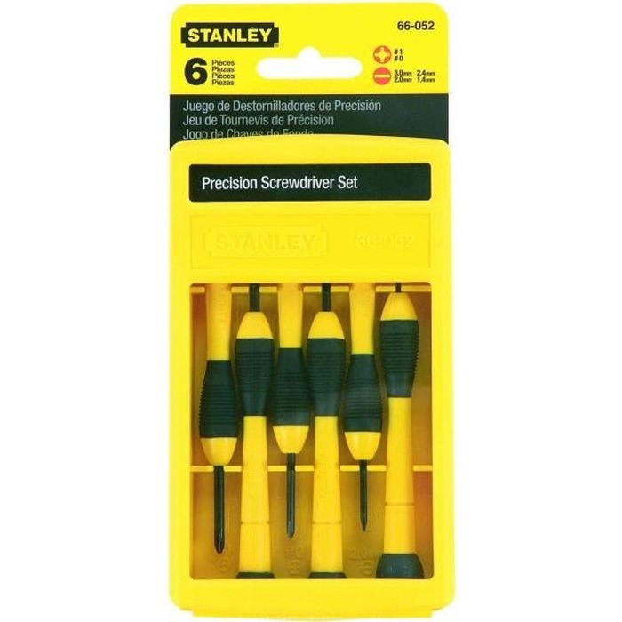 Destornillador relojero bimaterial stanley - 0-66-052 - juego de 6 piezas