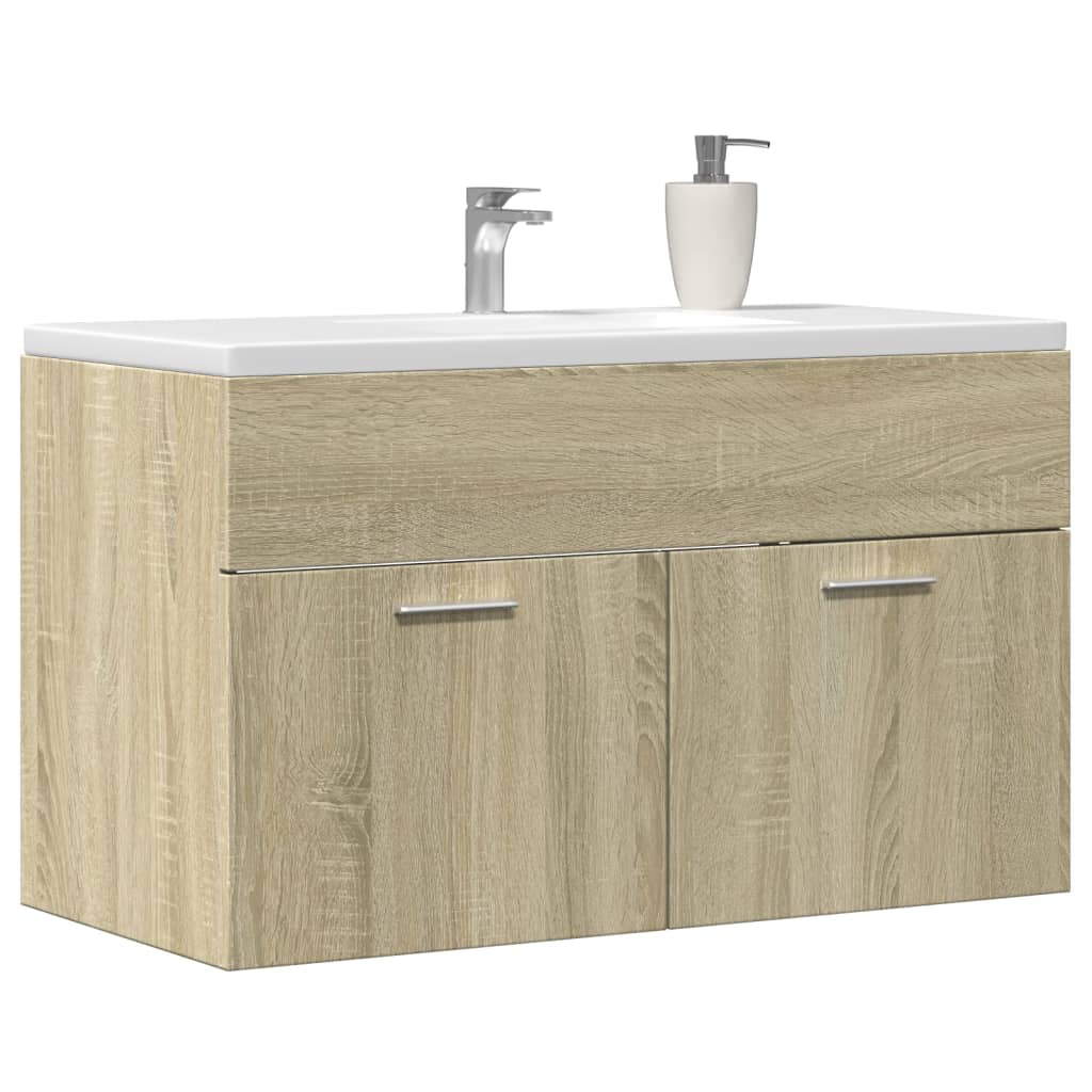 Mueble de lavabo de baño madera roble sonoma 90x38,5x46 cm