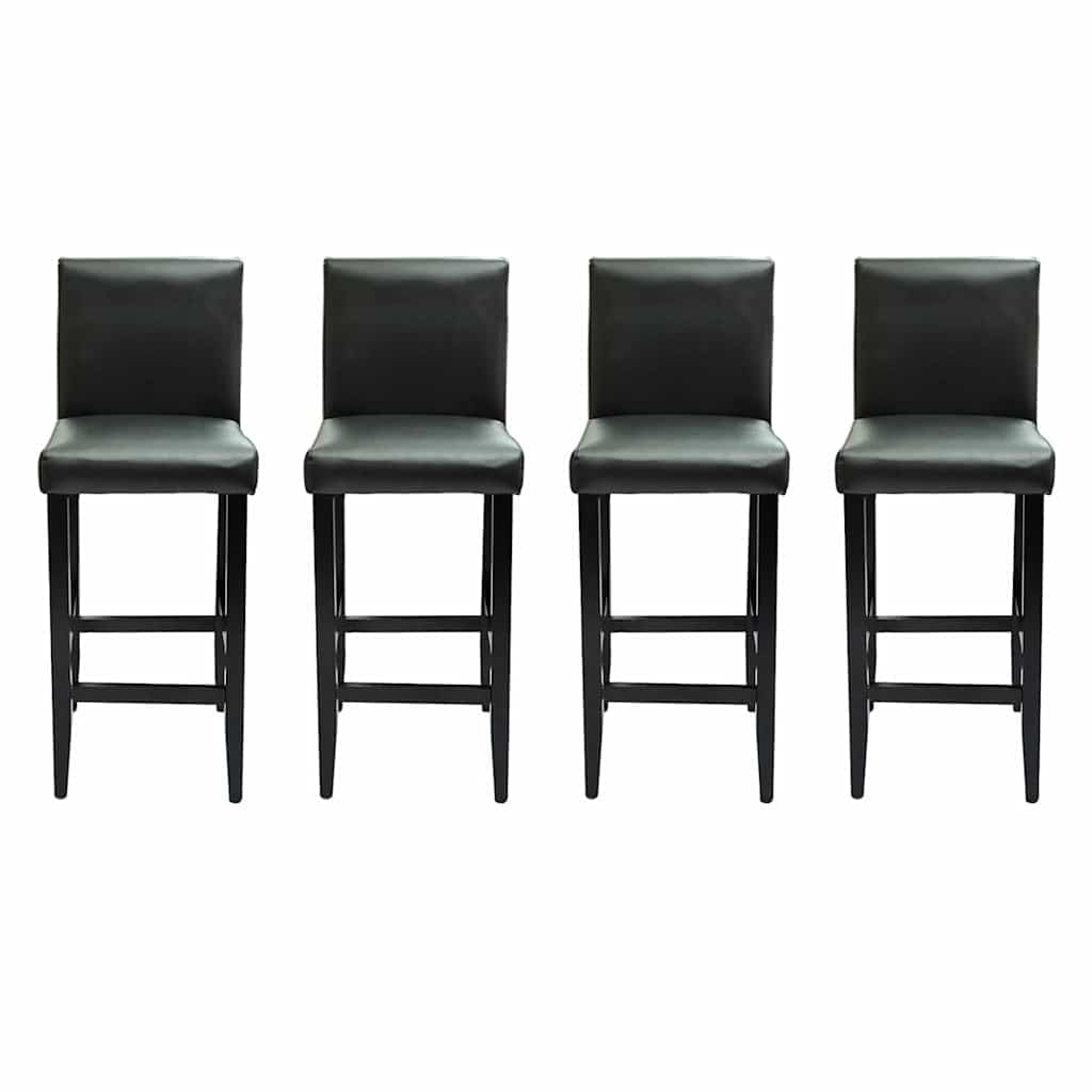 vidaXL taburetes de cocina 4 unidades cuero artificial negro