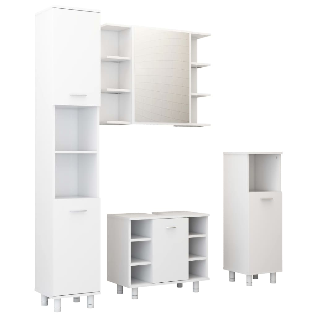 vidaXL juego de muebles de baño 4 pzas madera de ingeniería blanco