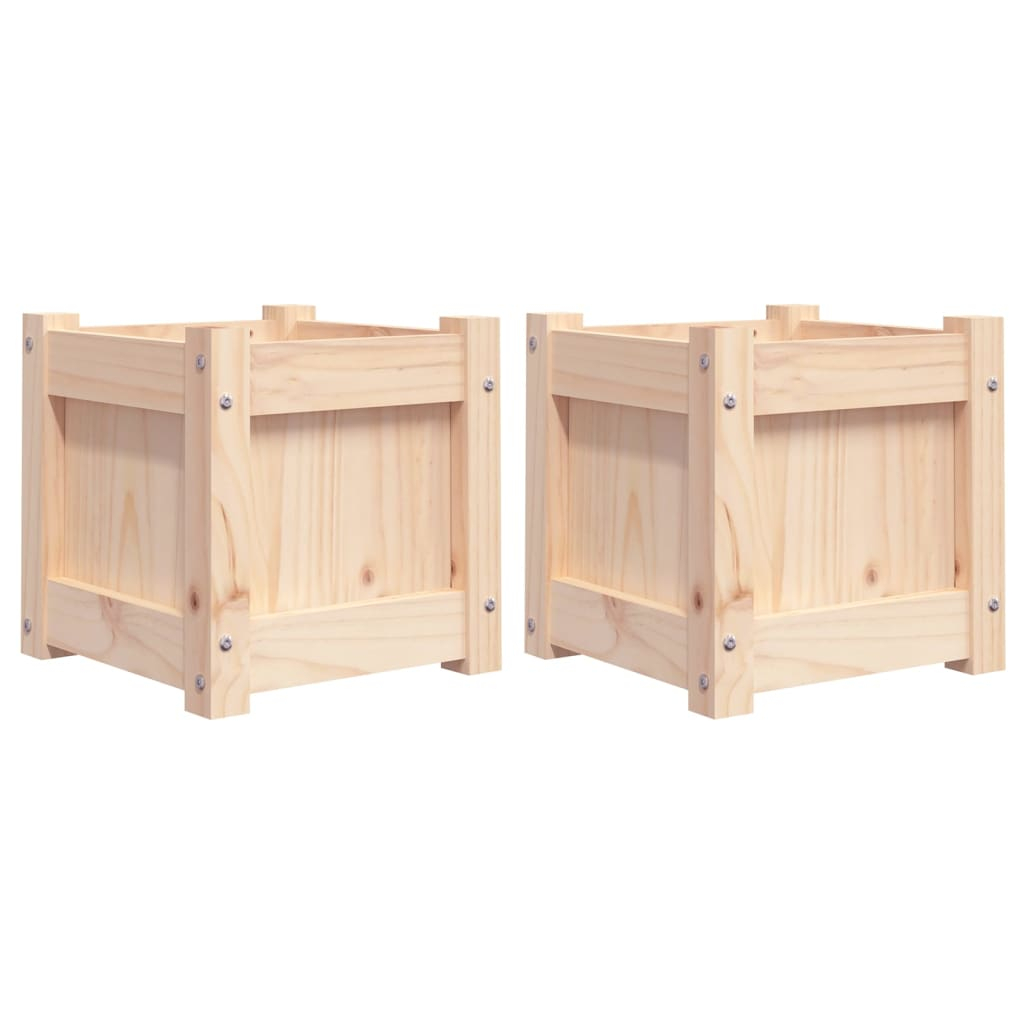 vidaXL jardineras de exterior 2 unidades madera maciza de pino