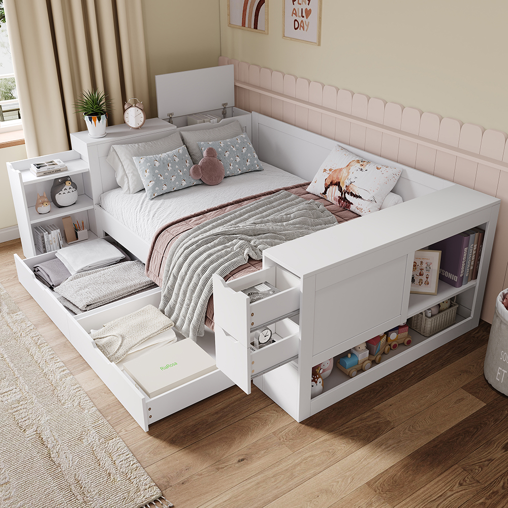 Cama individual para niños,140x200cm,sin colchón,blanco.