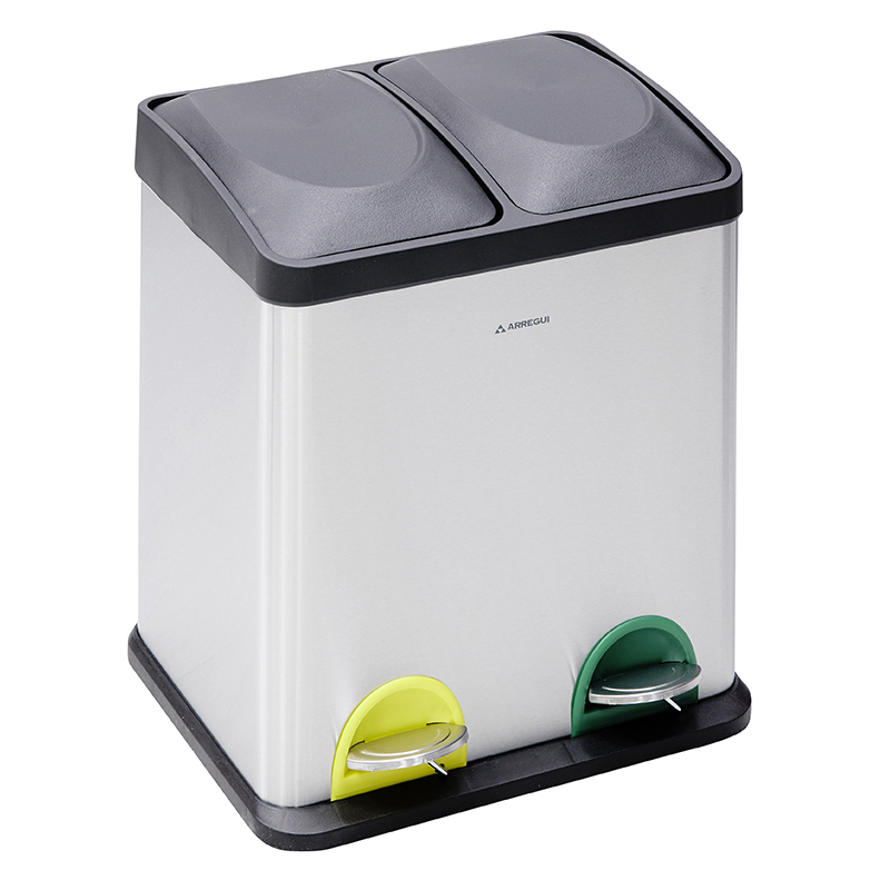 Arregui step bin cr705-30l cubo de basura acero inox con pedal, 2x15l (30l)