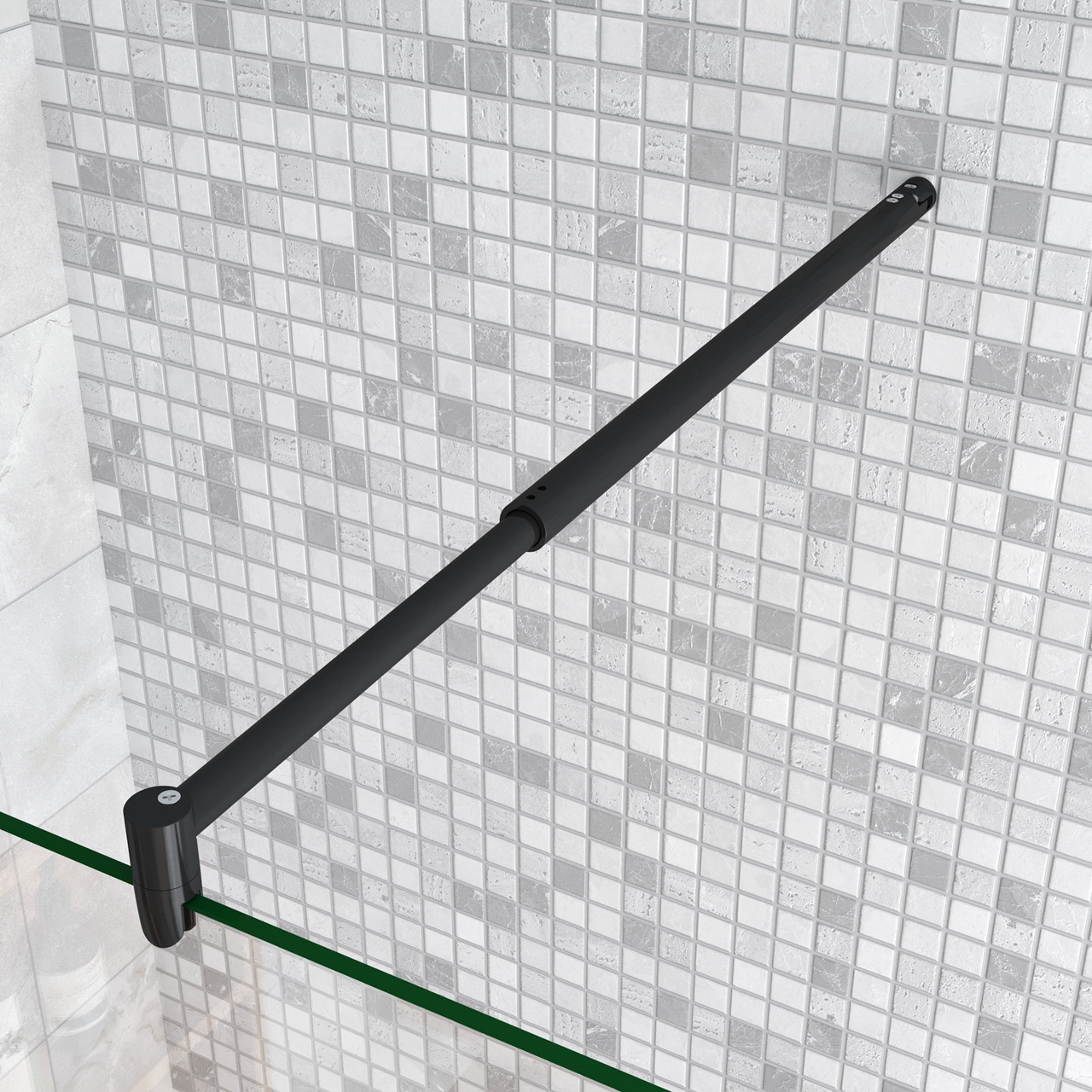 Aica barra negra de soporte de 70-120cm sujección para mamparas