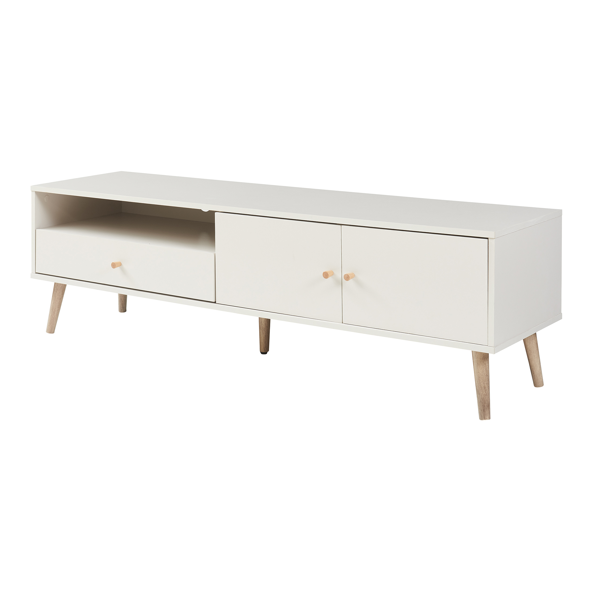 Mueble tv hallevil cajón 2 puertas aglomerado 150x39x45cm blanco [en.casa]