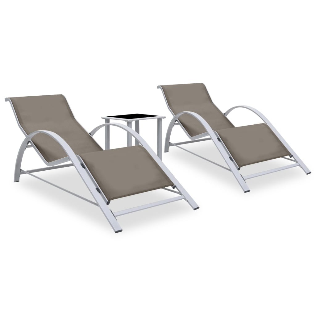 vidaXL tumbonas con mesita 2 unidades aluminio gris taupe