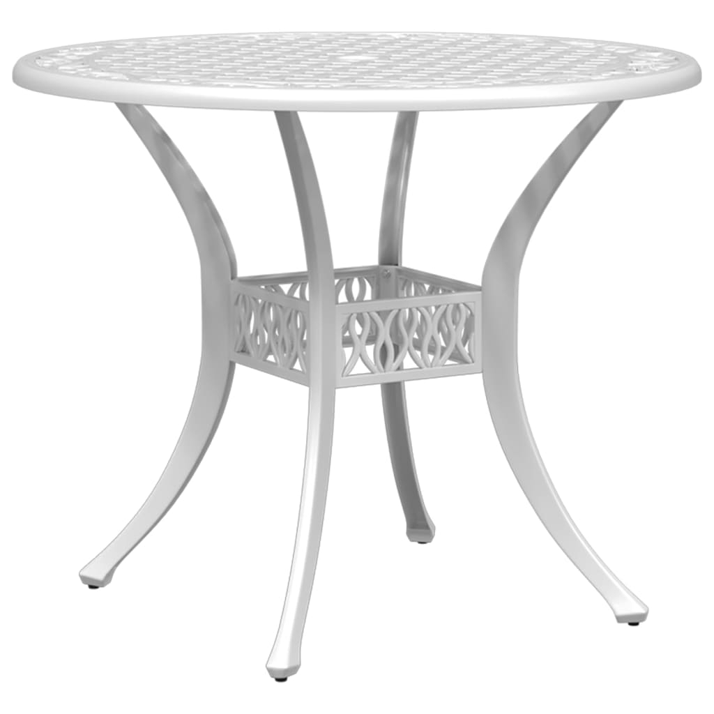 vidaXL mesa de jardín aluminio fundido blanco ø90x75 cm