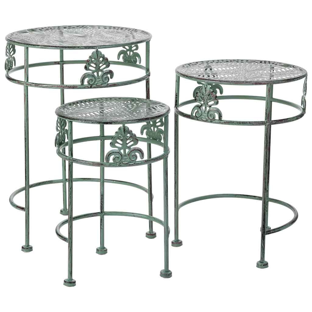 Soporte para macetas verde, 3 piezas, 28x28x40-24x24x34-20x20x30h cm