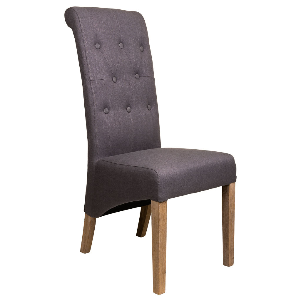 Silla de madera tapizada gris 44x58x48/107