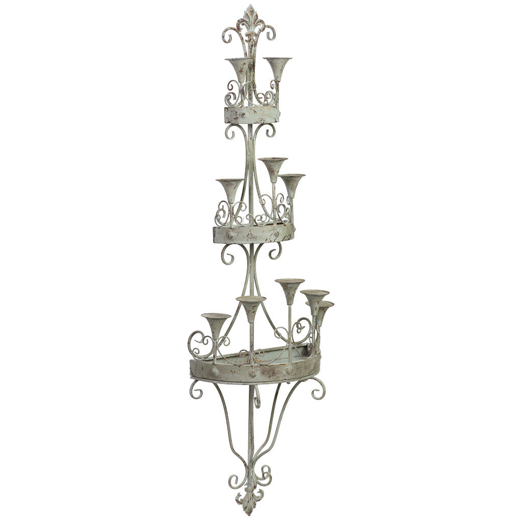 Aplique de pared de madera y metal envejecido gris 43.5x21x142cm