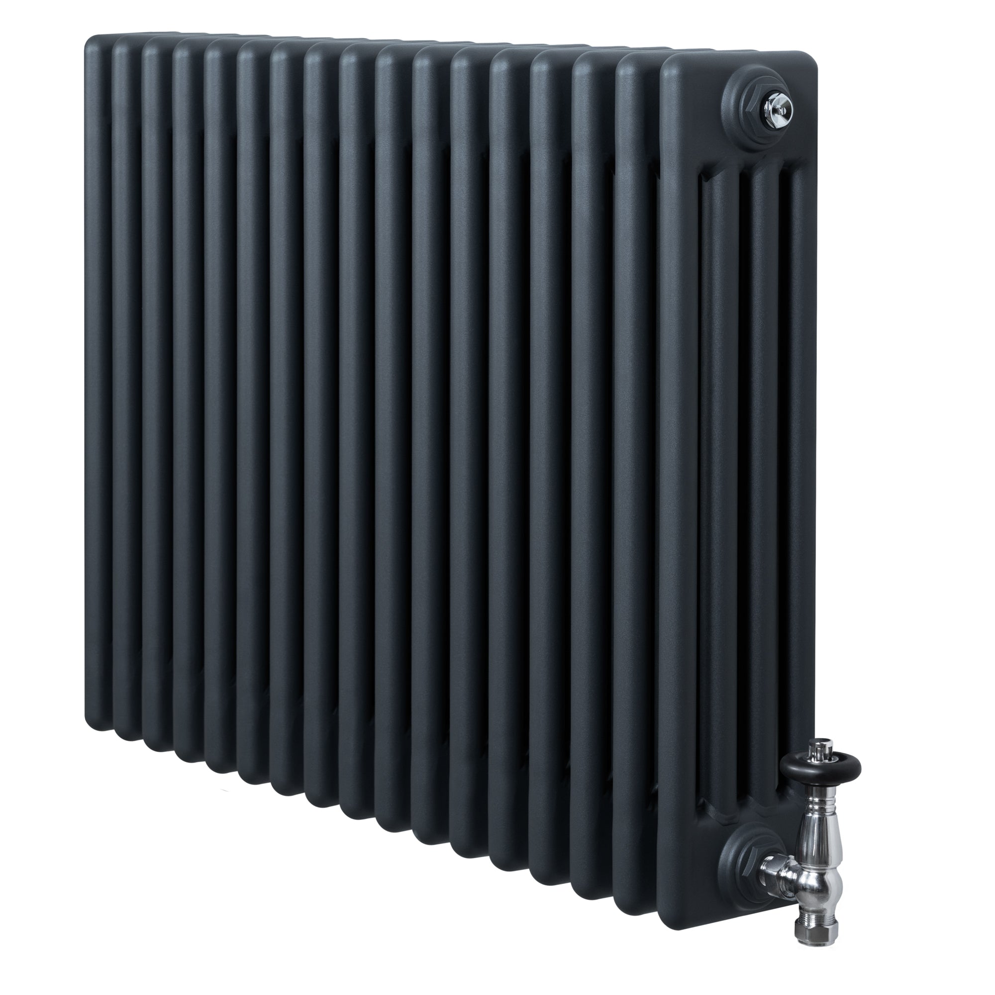 Radiador tradicional de 4 columnas y válvulas – 600 x 785 mm – gris
