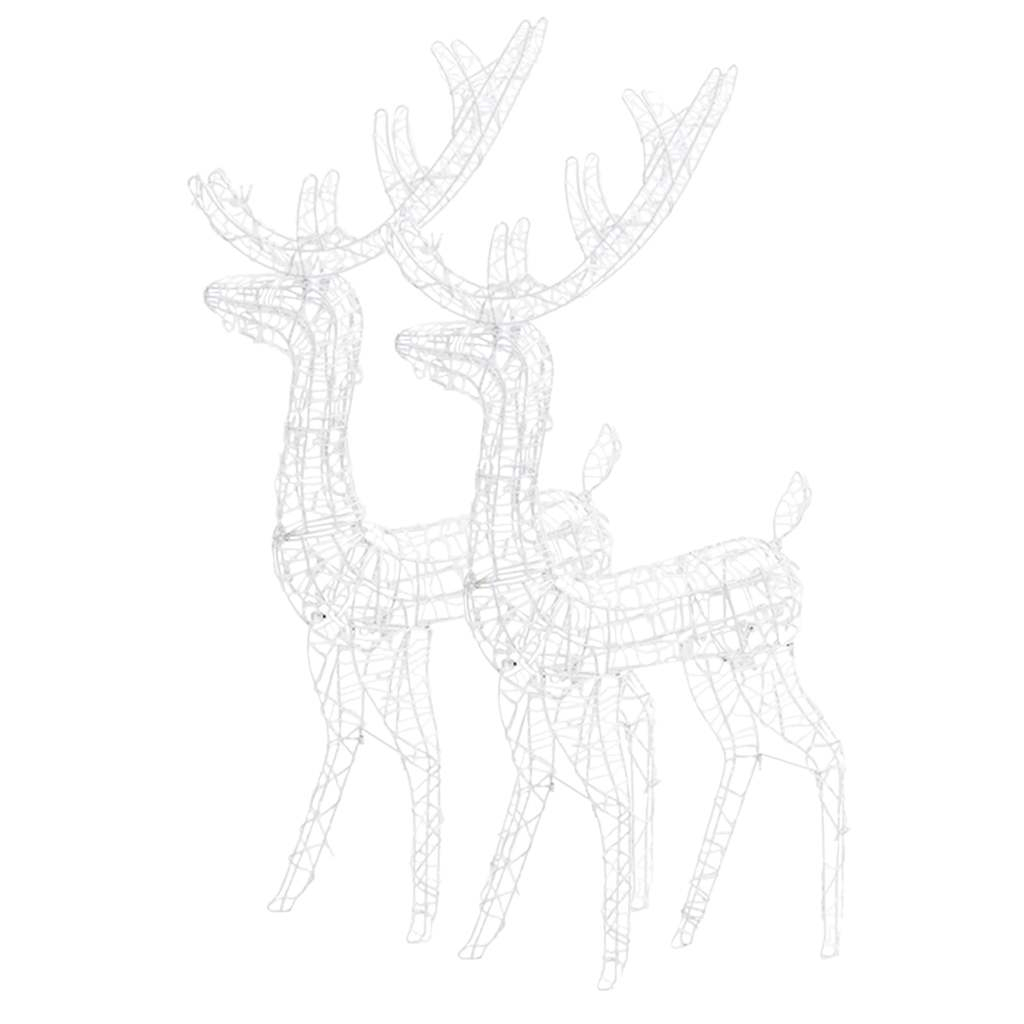 vidaXL adorno de renos de navidad acrílico 2 uds blanco cálido 128 cm