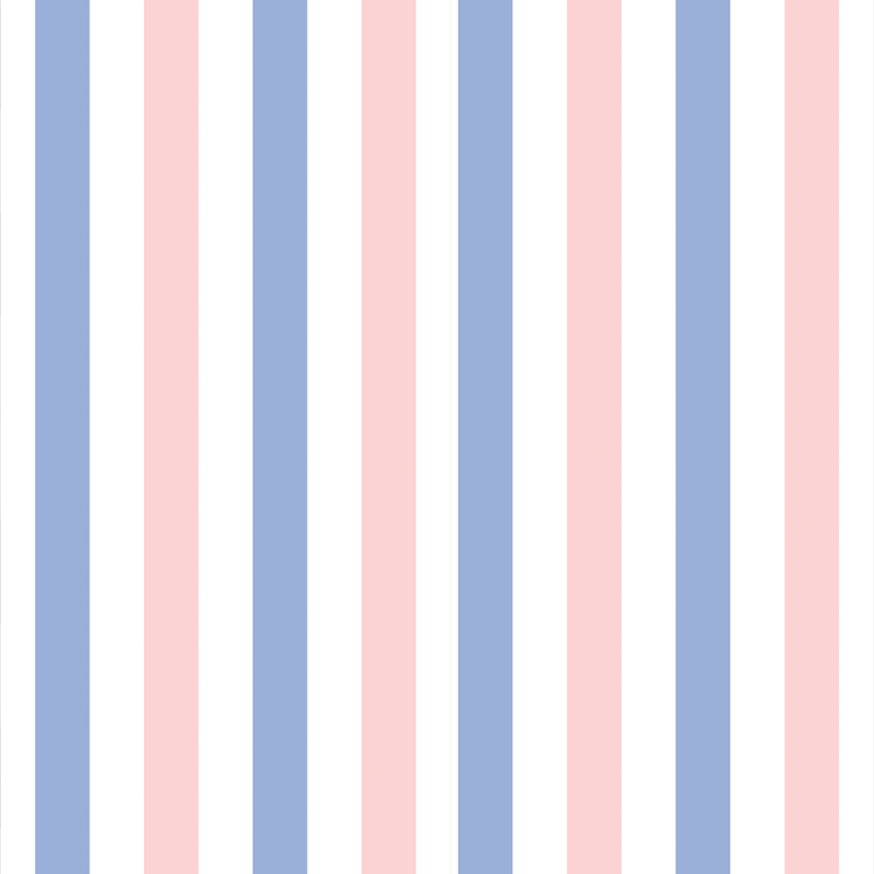 Papel pintado rayas blanco, azul, rosado 60cm por 250cm