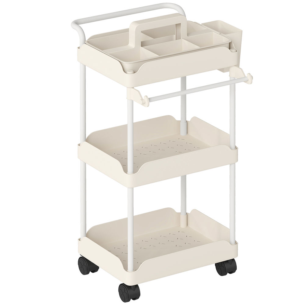 Carrito de cocina 42x42.5x76 cm metal, plástico color blanco Homcom