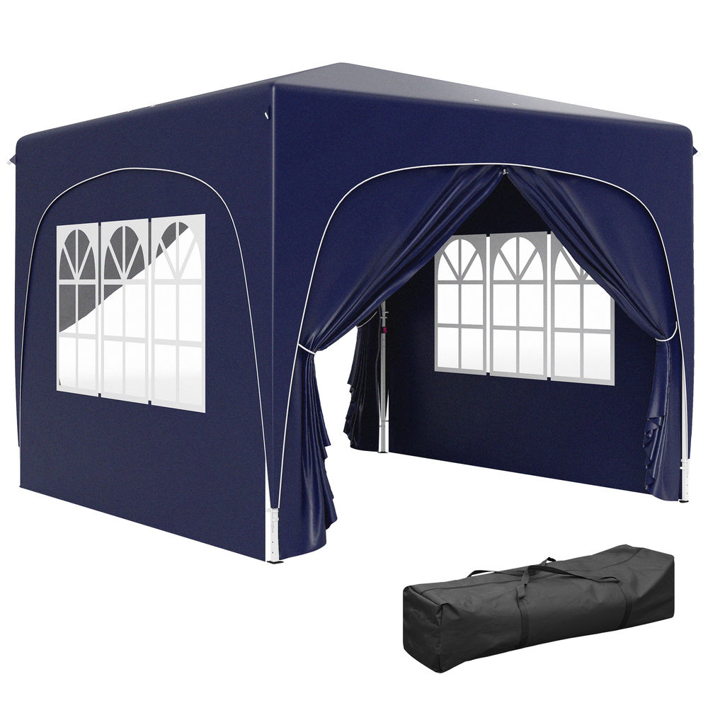 Carpa plegable 300x300x273 cm metal, tela oxford color azul Outsunny
