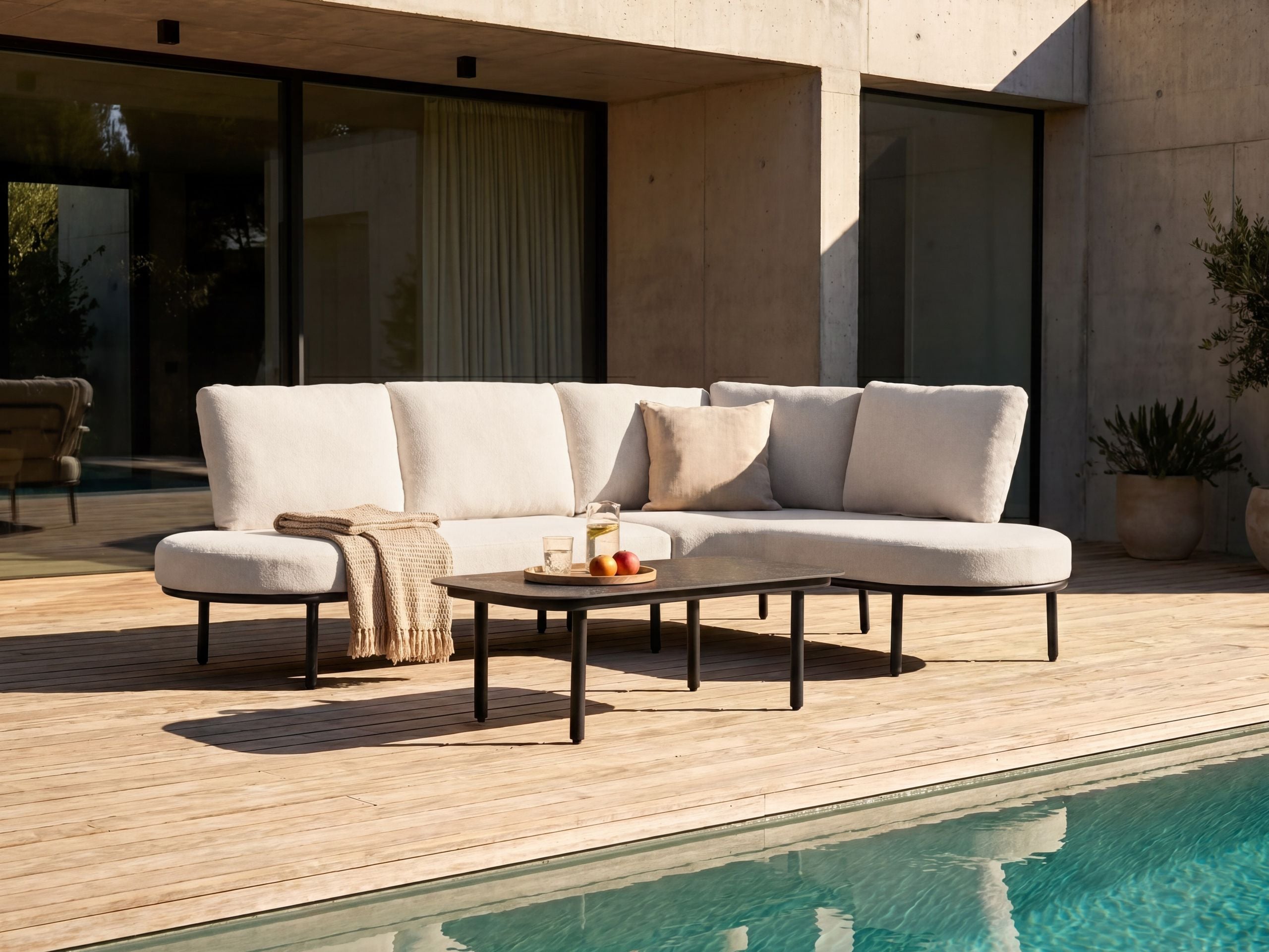 Sofá de jardín con mesa 4 plazas pollina metal negro