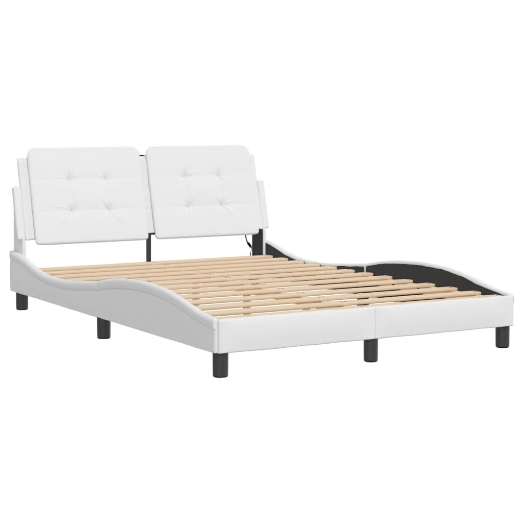 vidaXL estructura de cama con LED sin colchón zadar blanco 140x190 cm