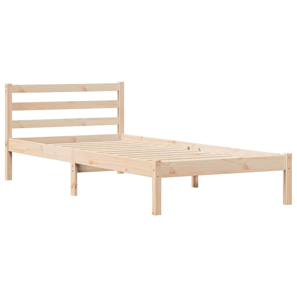 vidaXL marco de cama marrón 210 x 100 cm madera maciza de pino