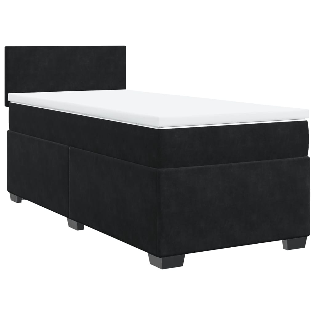 vidaXL cama box spring individual con colchón tela negro