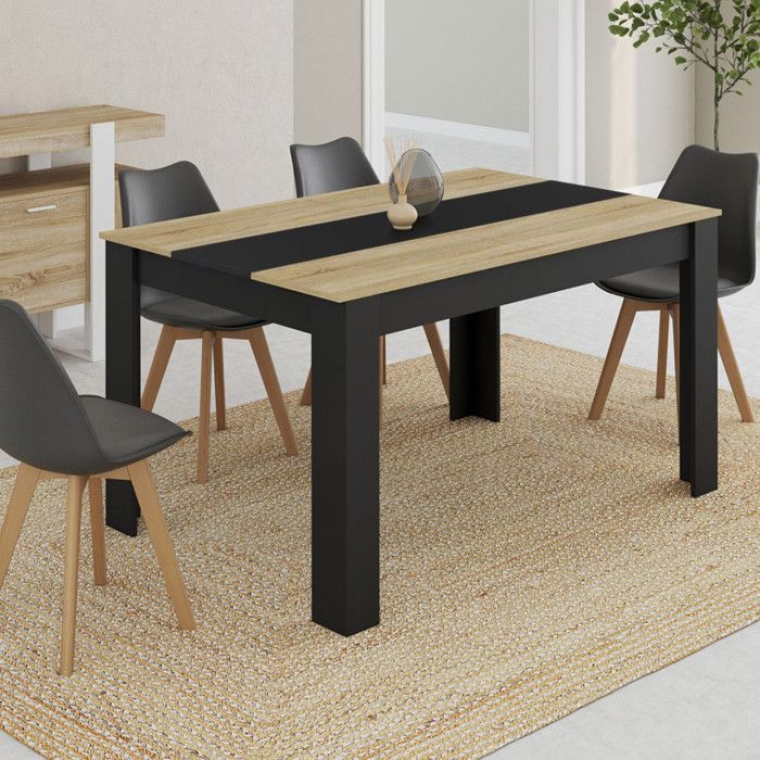 Mesa comedor rectangular - negra - 140 x 80 cm