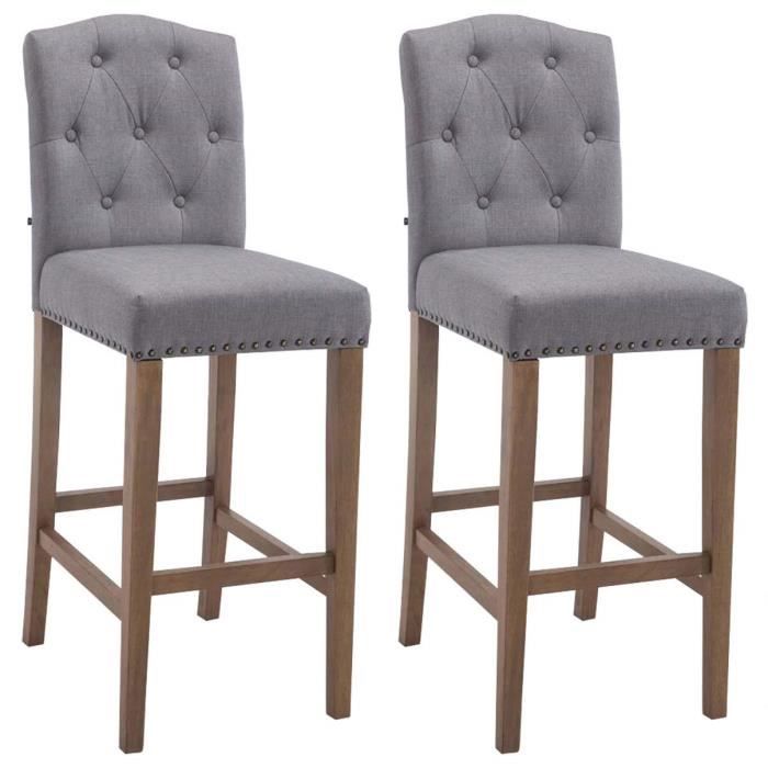 Taburetes de bar tapizados grises - set 2 - 113 cm