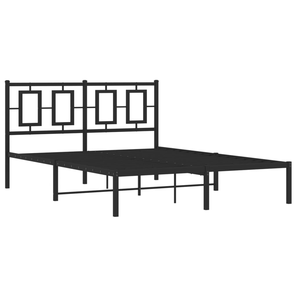 vidaXL estructura cama sin colchón con cabecero metal negro 135x190 cm