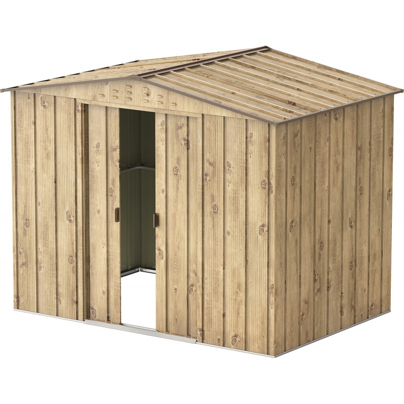 Duramax - caseta jardín - top artemisa 8x6 - metal - color imitación madera