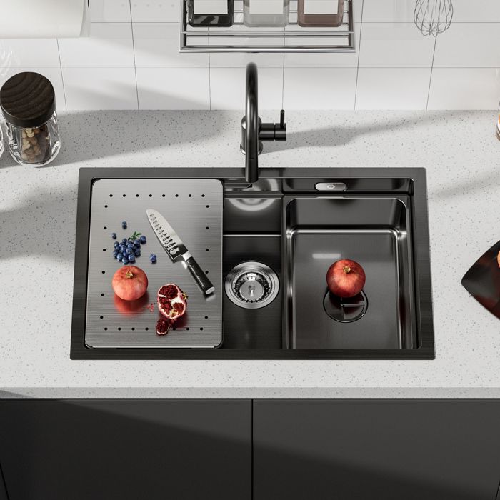 Fregadero de cocina fregadero bajo encimera de acero inoxidable 70x44cm + m