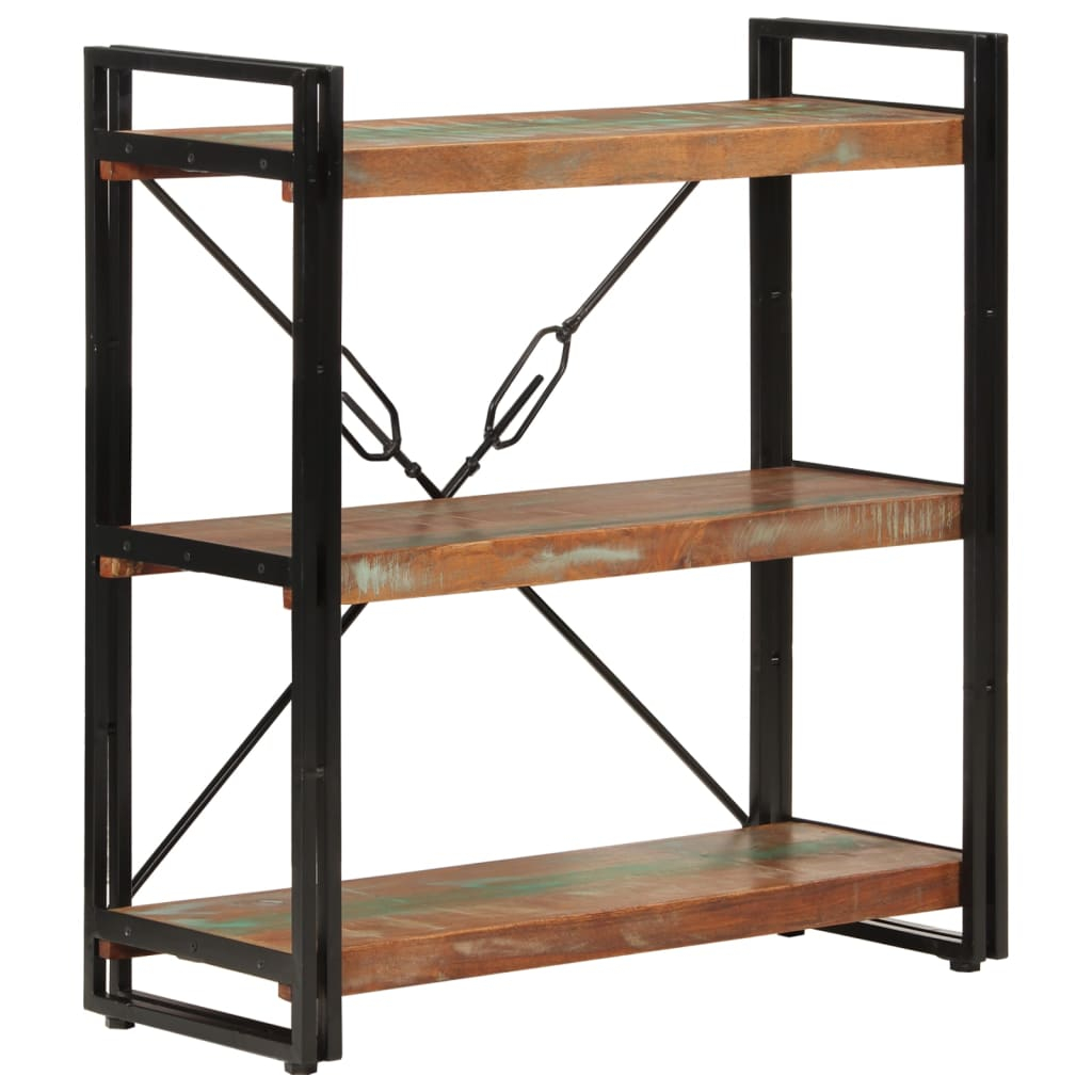 vidaXL estantería de 3 alturas hierro y madera reciclada 77x30x80cm