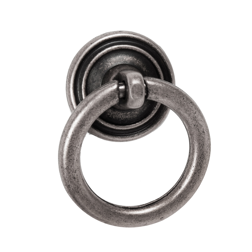 Tirador anillo 32mm plata envejecida, lote de 36