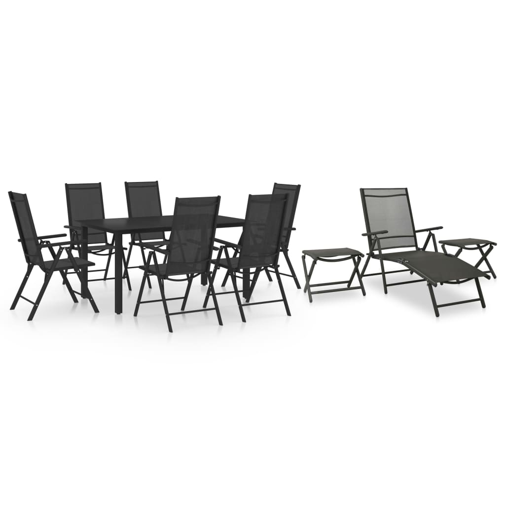 vidaXL juego de comedor de jardín 10 piezas negro y gris antracita