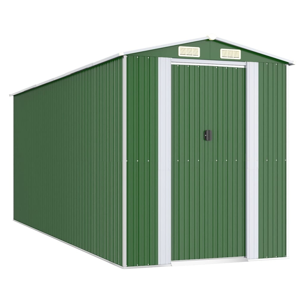 vidaXL cobertizo de jardín acero galvanizado verde 192x523x223 cm