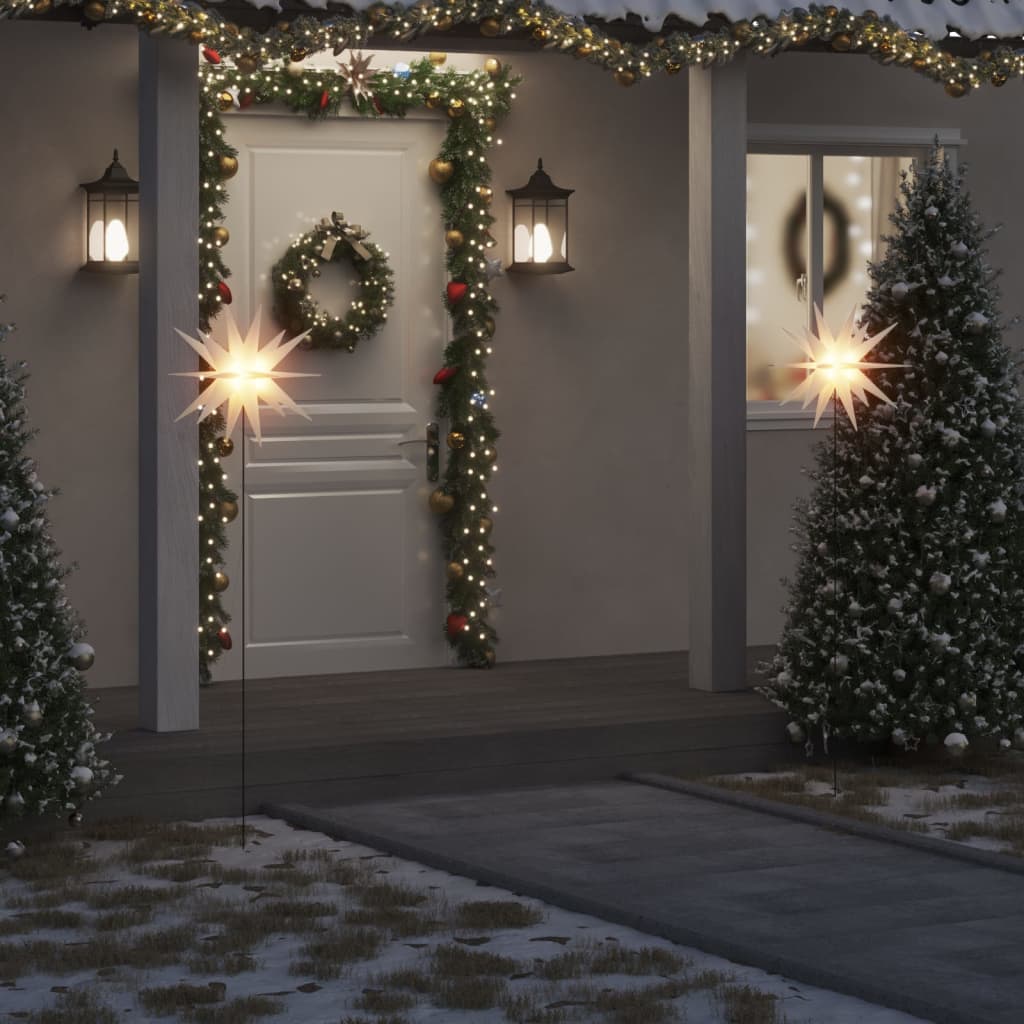 Lámpara de navidad LED y estaca de tierra plegable blanca 57 cm es7149
