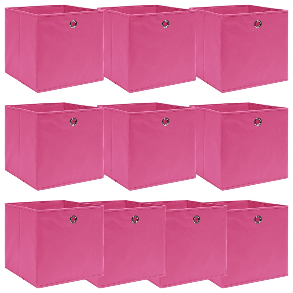 vidaXL cajas de almacenaje 10 uds tela rosa 32x32x32 cm
