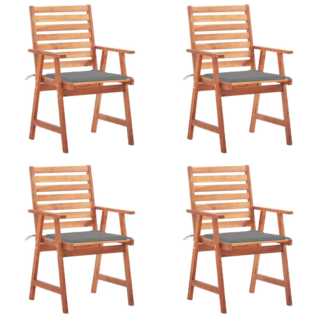 vidaXL sillas comedor de jardín y cojines 4 uds madera maciza acacia