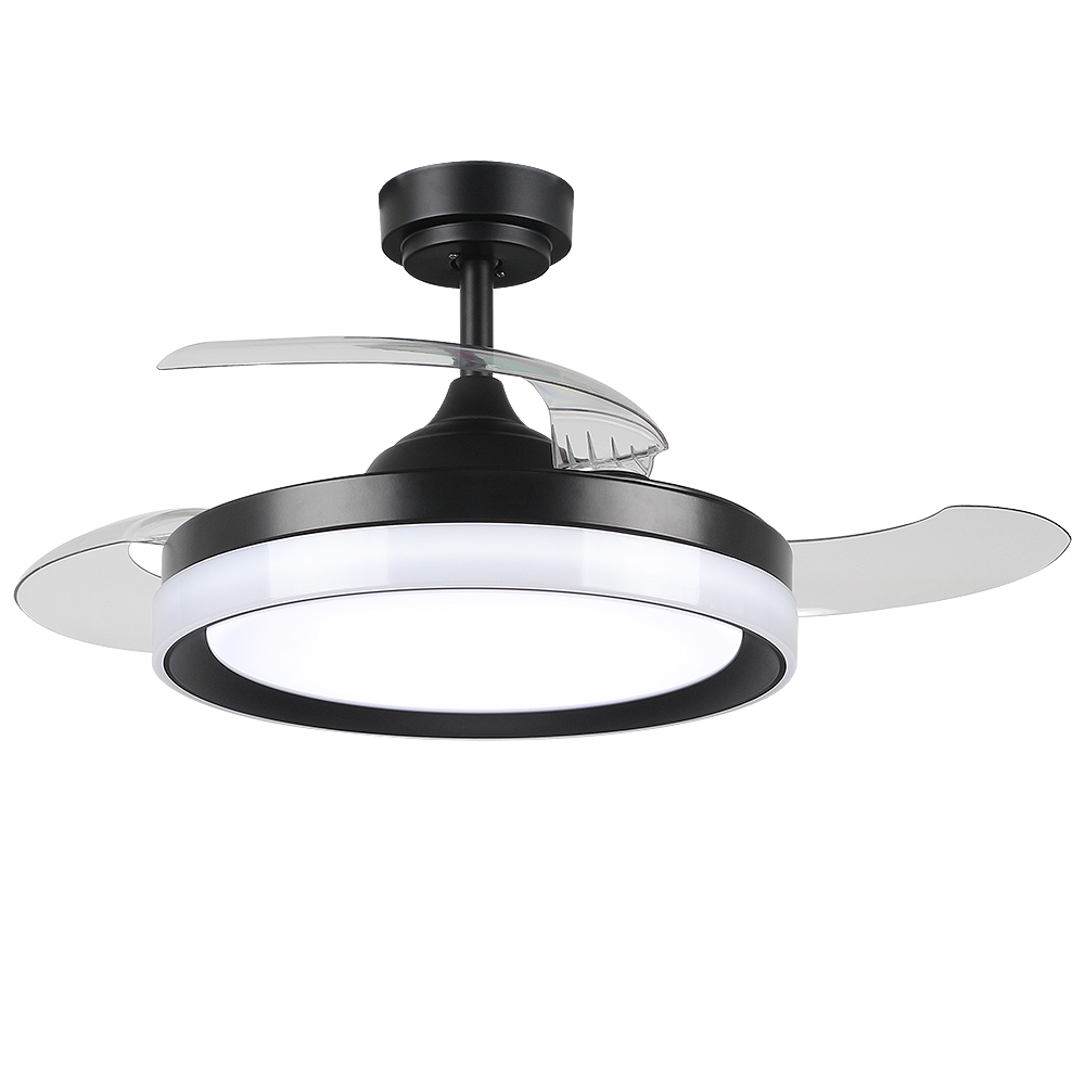 Ventilador de techo LED Negro DC silencioso conmando retráctiles.