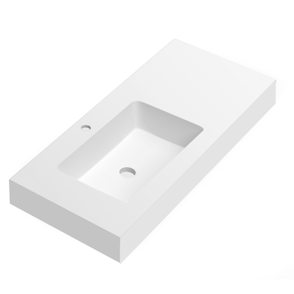 Lavabo con faldón para baño blanco mate 140cm (70+70)