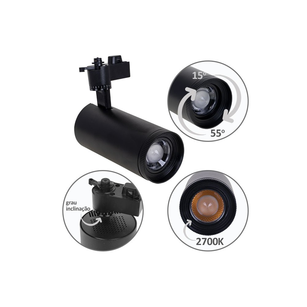 Foco argos negro calida 8cm