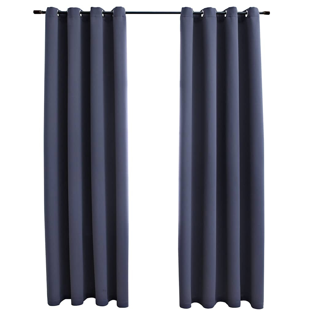vidaXL cortinas opacas con anillas de metal 2 pzs antracita 140x225 cm