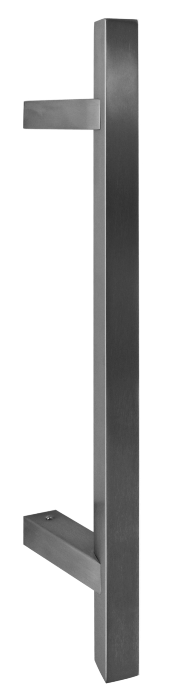 Tirador de puerta cuadrado 25x25, ejes 350, l=500, 45°, inox 304 pulido