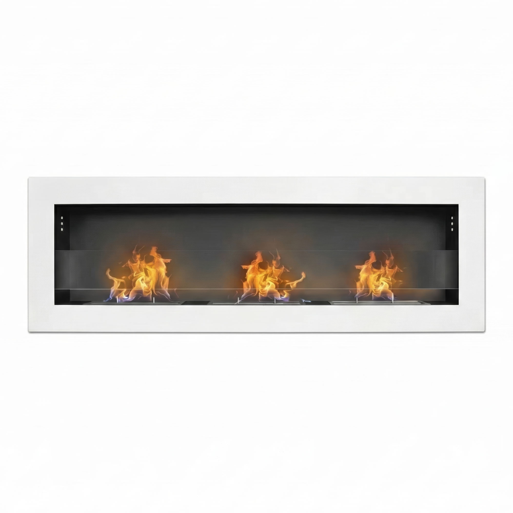 Traiano - chimenea de bioetanol empotrable 120 × h40 cm, biochimenea blanca