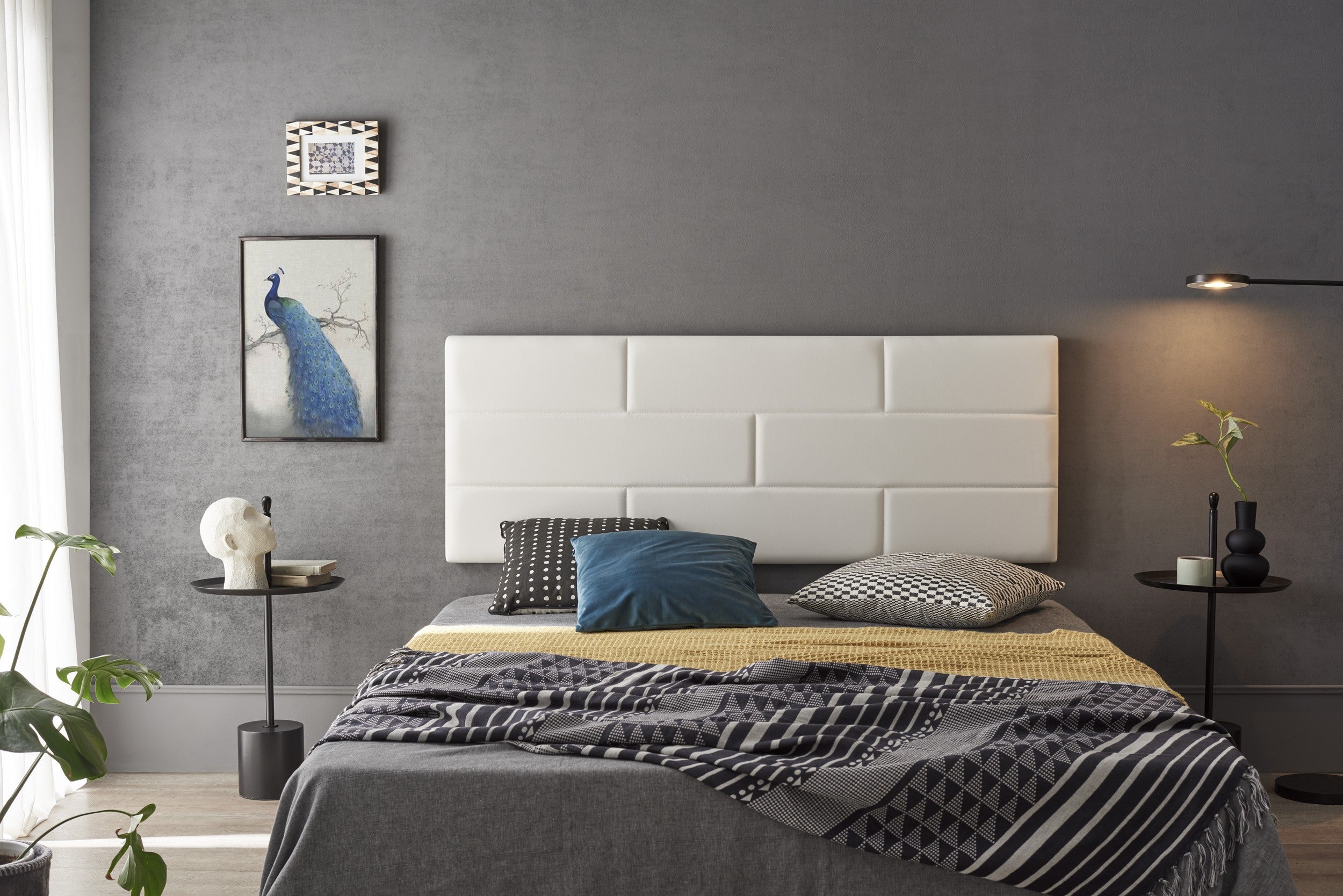 Cabecero 100 muro ladrillos de polipiel 112x57x5cm blanco