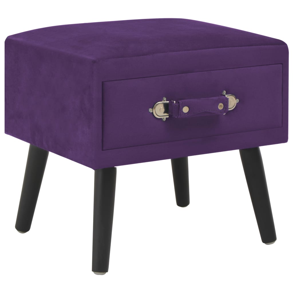 Casa lúmina - set de 2 mesita de noche morado poliéster 40 x 35 x 40 cm