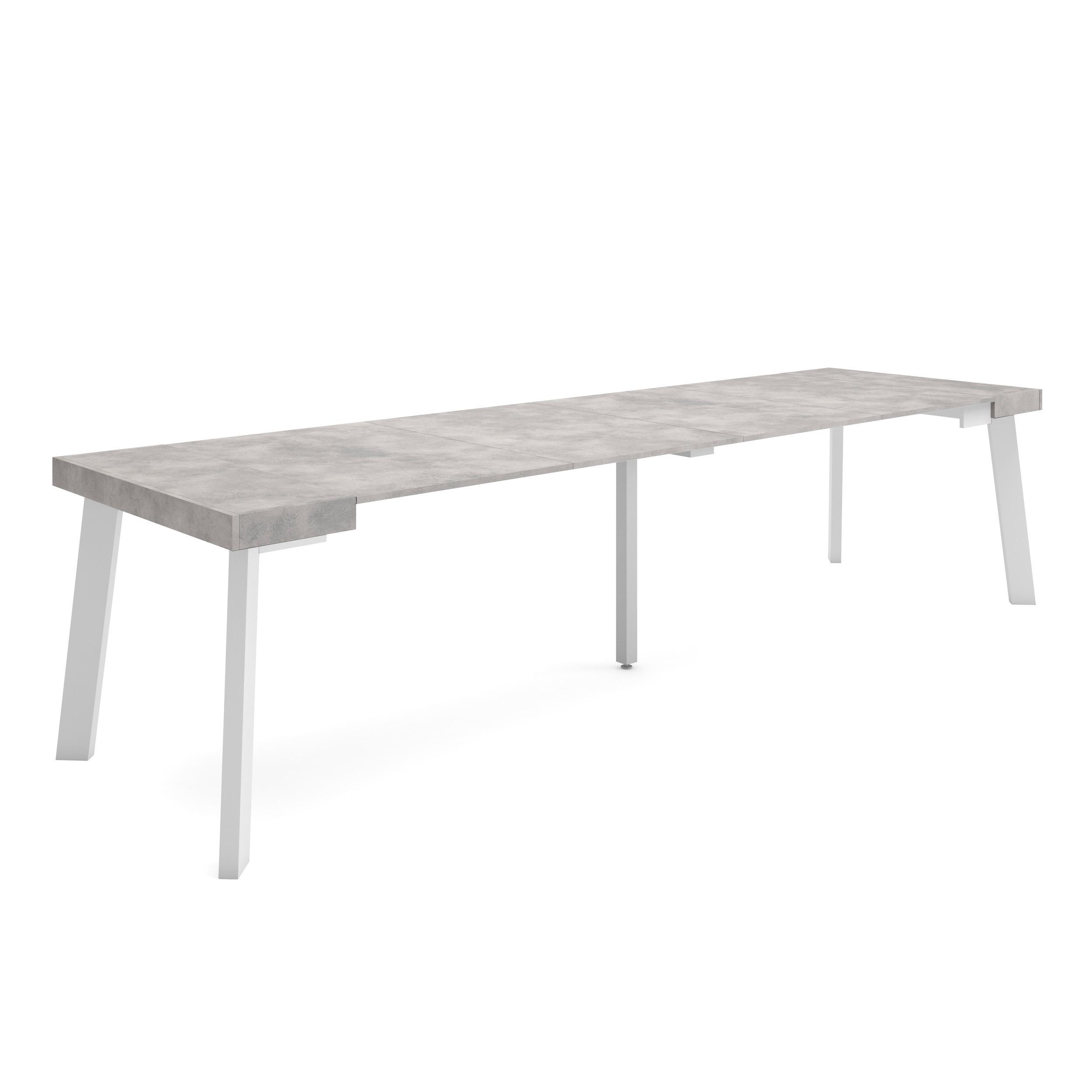 Mesa consola extensible, 58/302x90x73cm, cemento, patas de madera rf3105