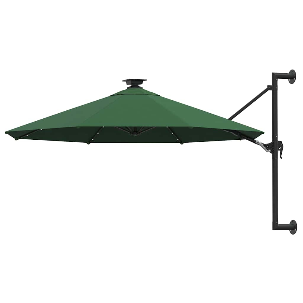 vidaXL sombrilla de jardín de pared con luces LED verde 300 cm