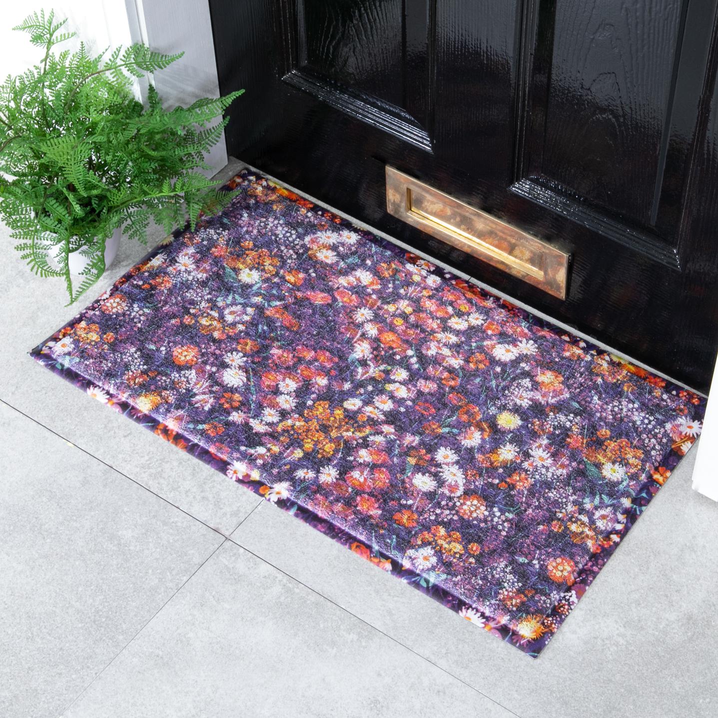 Felpudo para exterior con diseño de flores silvestres (70 x 40 cm)