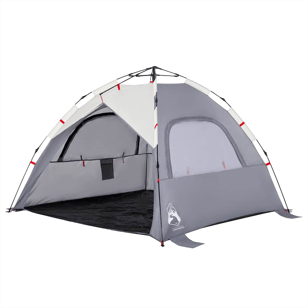 vidaXL tienda de playa 3 personas impermeable apertura rápida gris