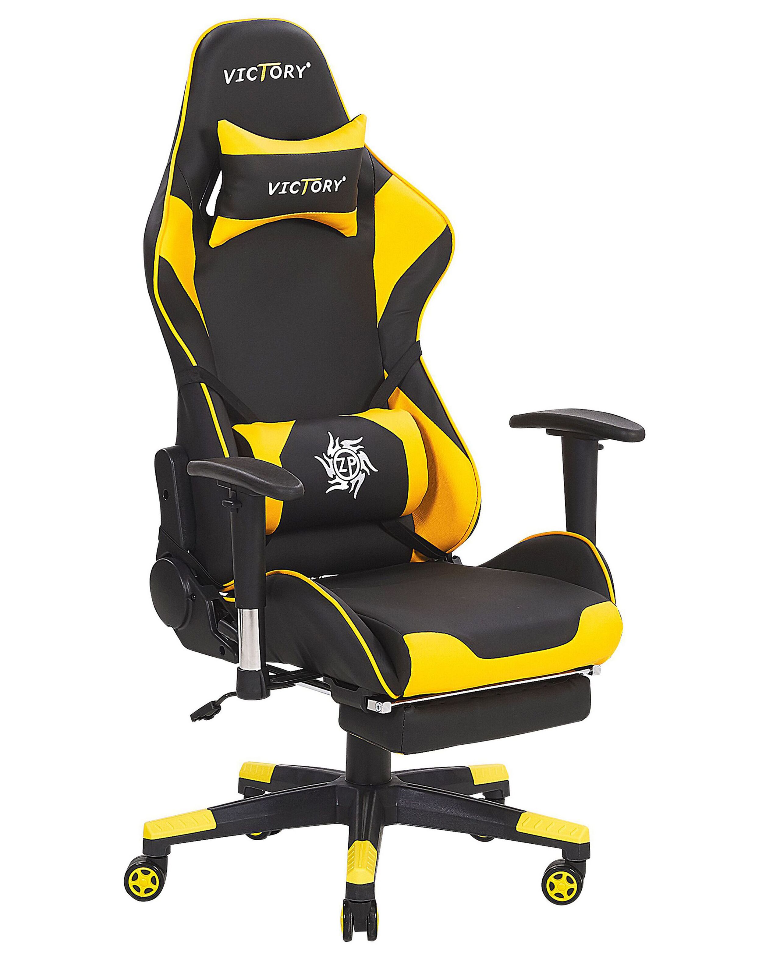 Silla gamer victory piel sintética amarillo